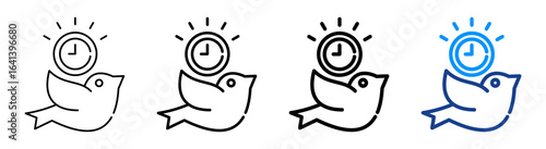 Early Bird Icon Multiple Outline Collection Set