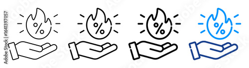 Hot Deal Icon Multiple Outline Collection Set