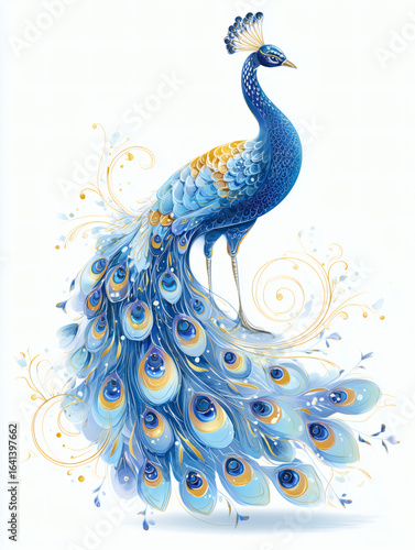 Wallpaper Mural Blue peacock illustration Torontodigital.ca