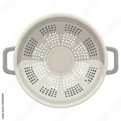Metal colander with handles Vector