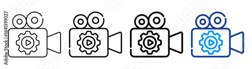 Video Production Icon Multiple Outline Collection Set