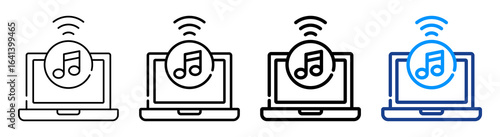 Online Music Icon Multiple Outline Collection Set