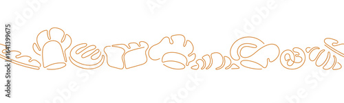 Bakery seamless pattern, chef cap print Bread sign