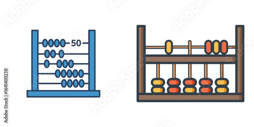 Colorful abacus for mathematical calculations, counting and arithmetic studies, vector illustration