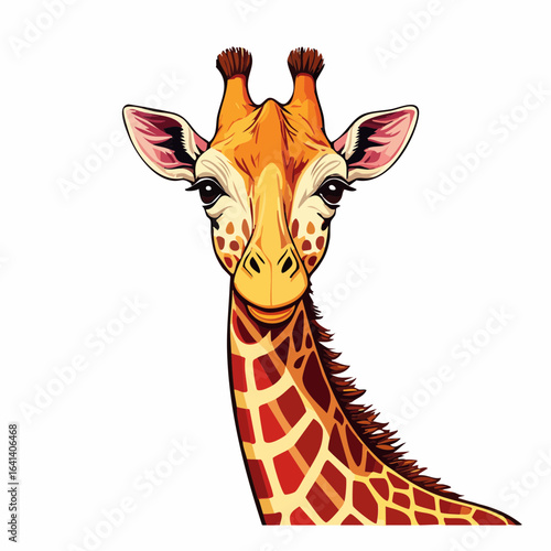 Elegant giraffe portrait with warm tones and geometric patterns in vector illustration