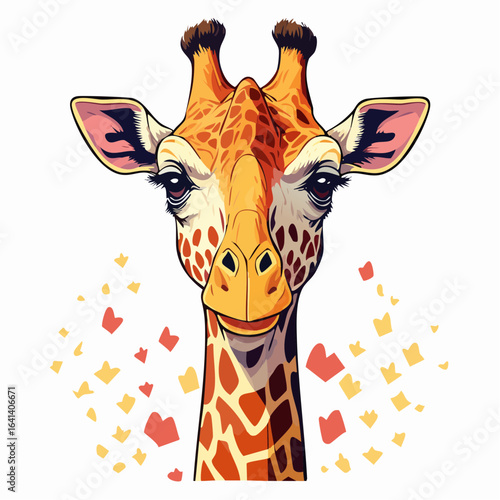 Captivating Giraffe Portrait: A Whimsical Illustration of Wildlife Majesty and Charm