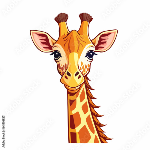 Charming giraffe illustration with its gentle eyes on a clean white background
