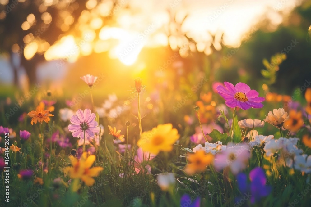 Fototapeta premium Beautiful flower garden flowers outdoors sunlight.