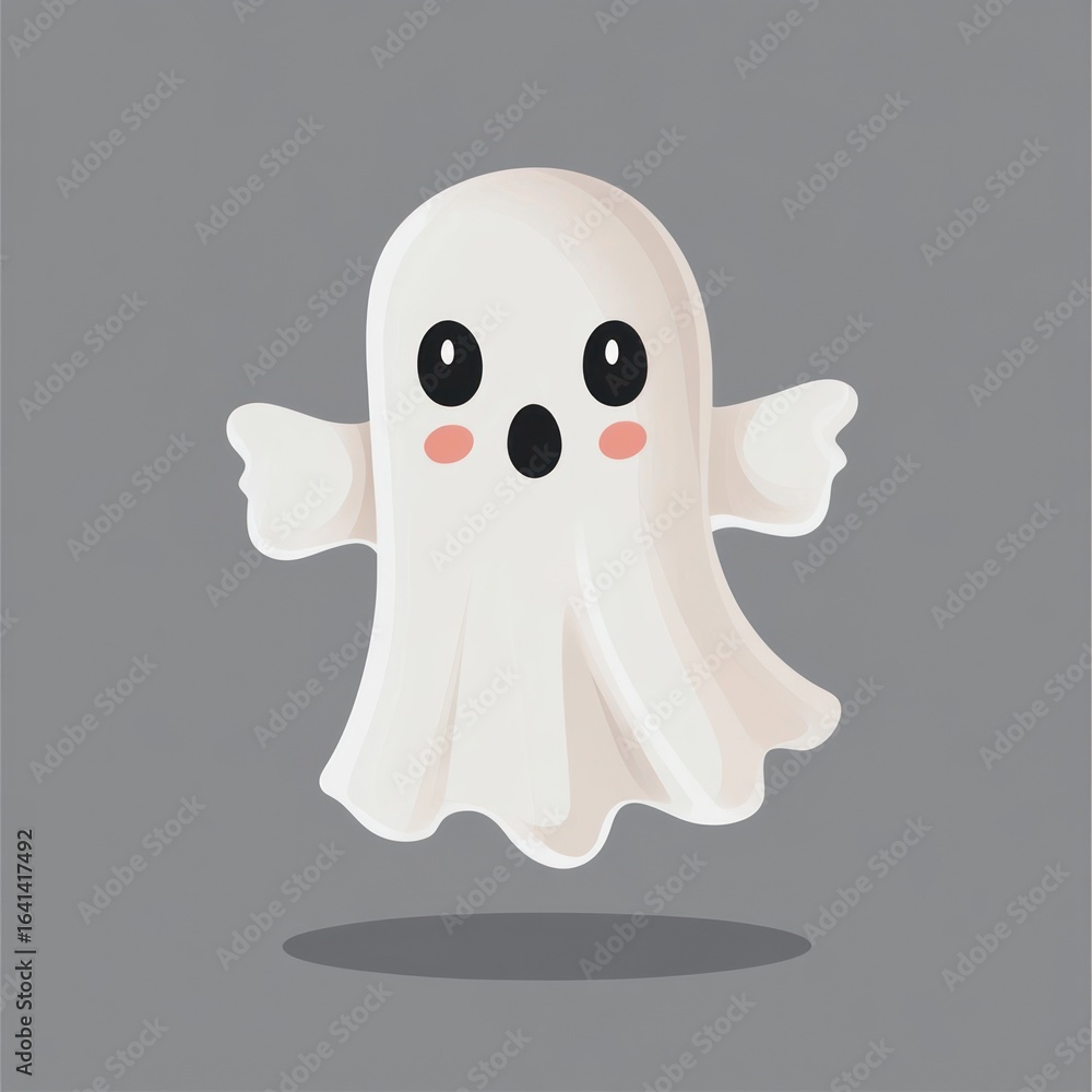 Floating cute ghost illustration halloween character.