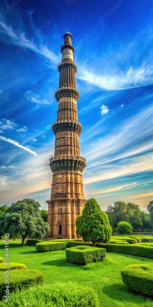 Obraz premium Ancient monument standing tall amidst lush greenery and blue sky