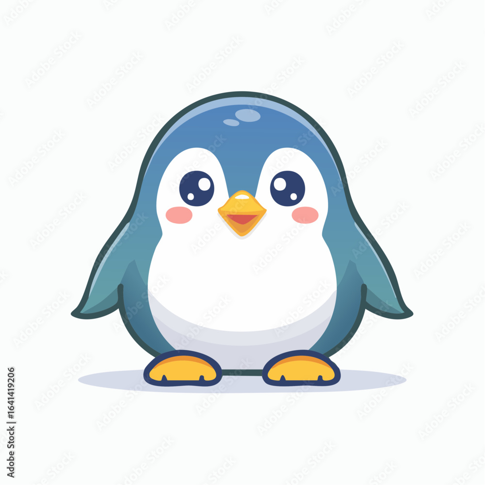 Obraz premium Adorable cartoon penguin with big eyes, charming design and soft color palette