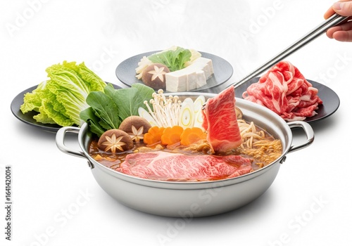 Suki shabu on white background isolated
