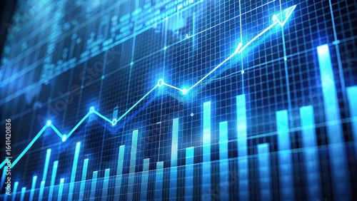 Wallpaper Mural Glowing financial lines on digital screen with upward trend Torontodigital.ca