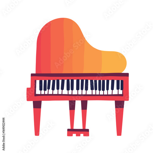 Colorful grand piano in modern flat design style  