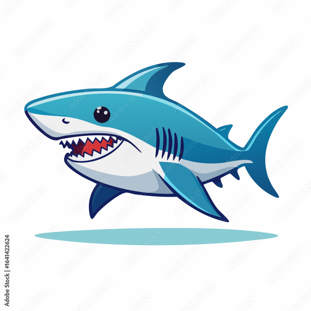Obraz premium Playful depiction of an adorable shark character with a toothy grin and friendly eyes