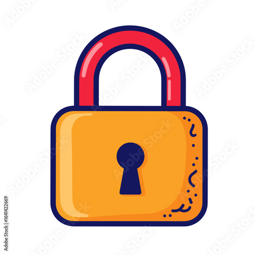 Colorful padlock icon in flat design with keyhole detail  