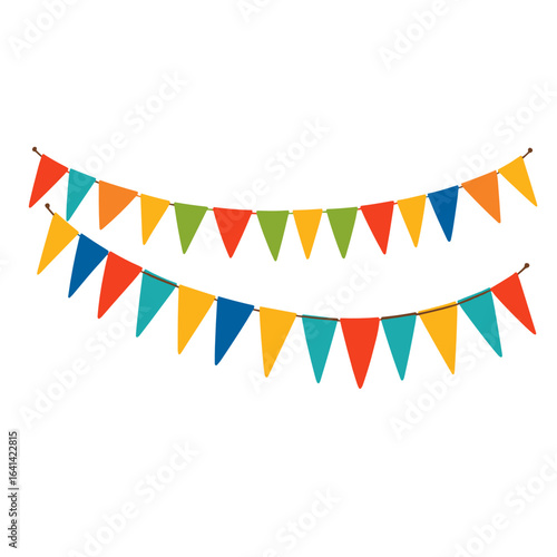 Colorful bunting flags in festive arrangement for celebrations  