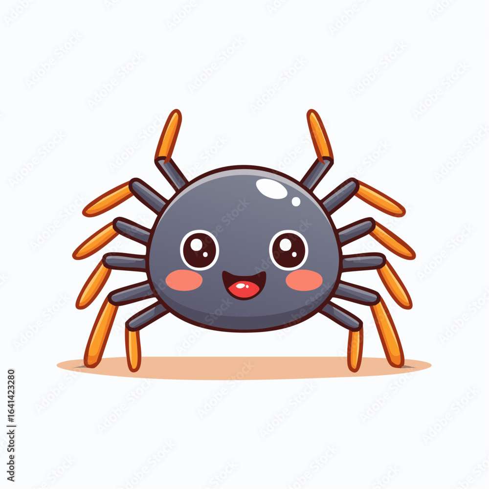 Obraz premium Adorable Animated Spider with Big Eyes and a Cheerful Smile on a White Background