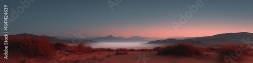 Wallpaper Mural Stunning red desert landscape at sunrise with mountains and misty valley Torontodigital.ca