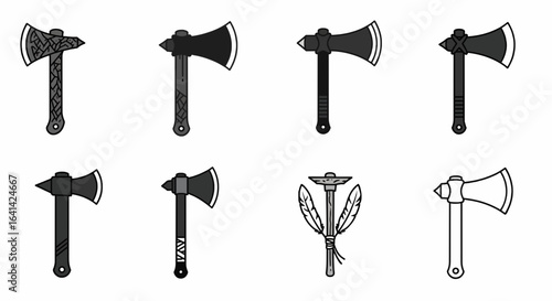 Tomahawk Icon Set 6 Black & White Vector Styles