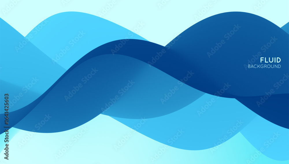 Fototapeta premium Blue abstract ocean seascape. Sea surface. Realistic landscape with waves. Nature background. Cover design template. 3d vector illustration for banner, flyer, poster or brochure.