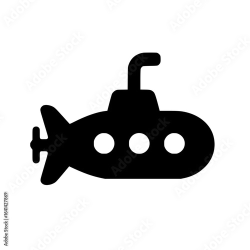 Minimal submarine icon illustration