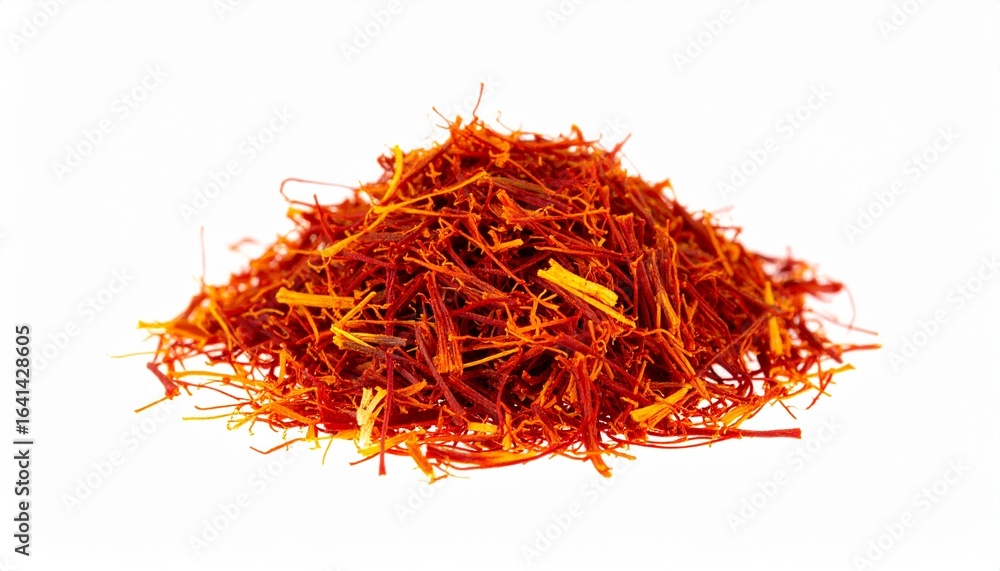 Fototapeta premium Hyper Realistic Close-up of Saffron Spice Isolated on White Background
