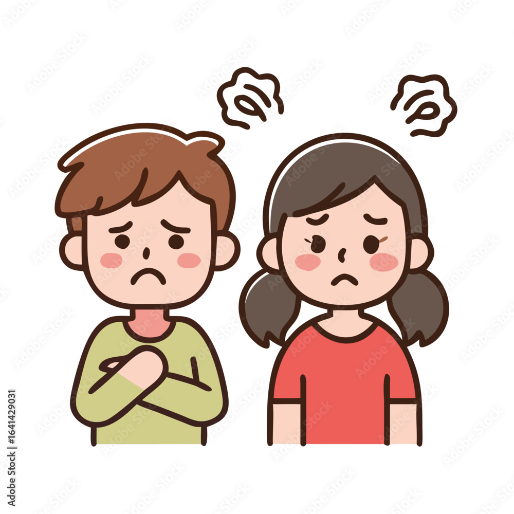 Think Worry Troubled Boy & Girl Icons Think Worry Troubled Boy & Girl Icons