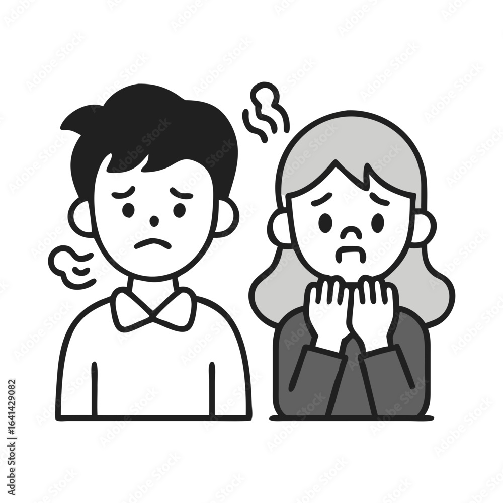 Think Worry Troubled Boy & Girl Icons Think Worry Troubled Boy & Girl Icons