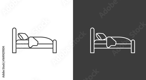 Bed Icon in Outline and Solid Style