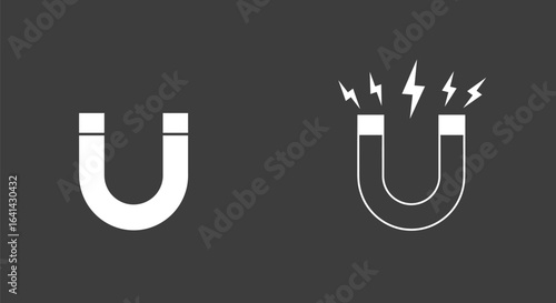  Horseshoe Magnet Icon with Magnetic Field Illustration