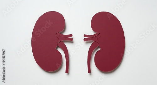 Paper Cutout of Human Kidneys on White Background – Top View.