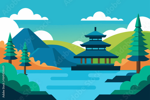 vector illustration of a temple