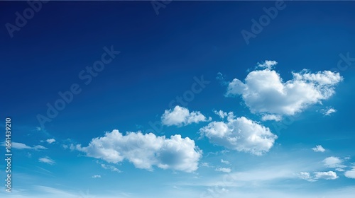 Bright Blue Sky with Fluffy White Clouds on a Sunny Day - Serene Cloudscape