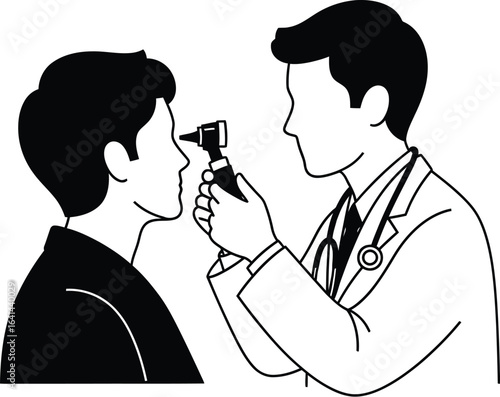 Doctor Examining Patient with Otoscope, Medical Checkup, Healthcare