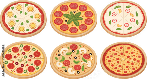 Set of Pizza Illustration vector design, Pizza Logo and icon design, Pizza Illustration vector design