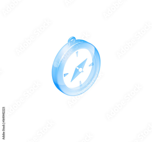 3D Render of Stylized Translucent Blue Glass Compass with Polished Surface and Subtle Gradient