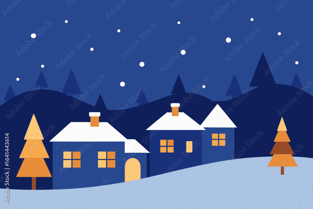 Fototapeta premium winter landscape with houses