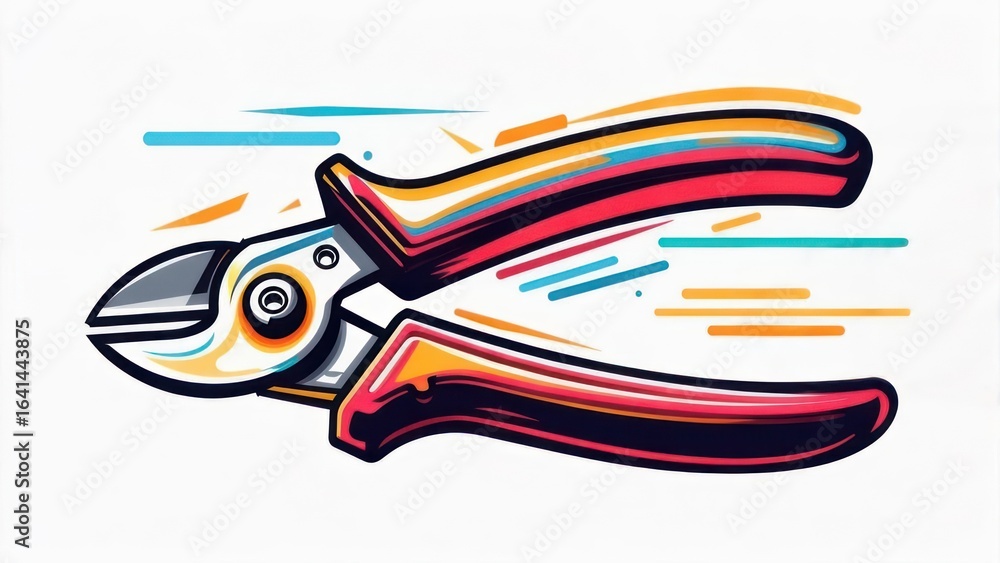 Fototapeta premium Dynamic Pliers Illustration with Vibrant Colors. Stylized Hand Tool Graphic Art