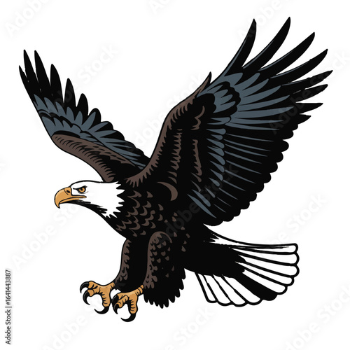 Majestic bald eagle soaring with wings spread wide