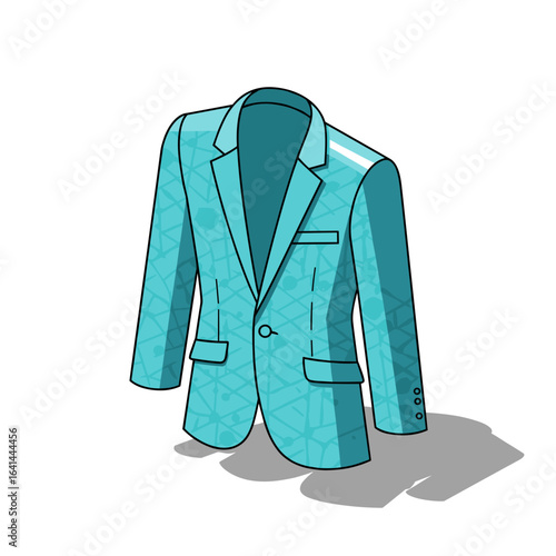 Stylish blue blazer with geometric pattern on a white background  