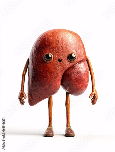 Playful cartoon kidney character, smiling with googly eyes and limbs, representing health and wellness in educational materials.