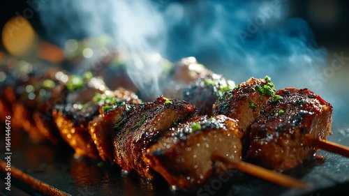 Delicious smoky grilled skewers – mouthwatering gourmet barbecue dish