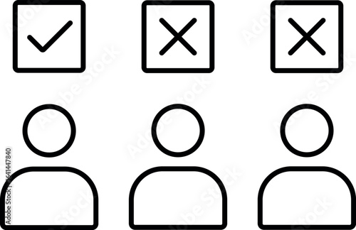 Vector icon showing candidate workers. Simple outline style illustration of job applicants or employee recruitment concept.