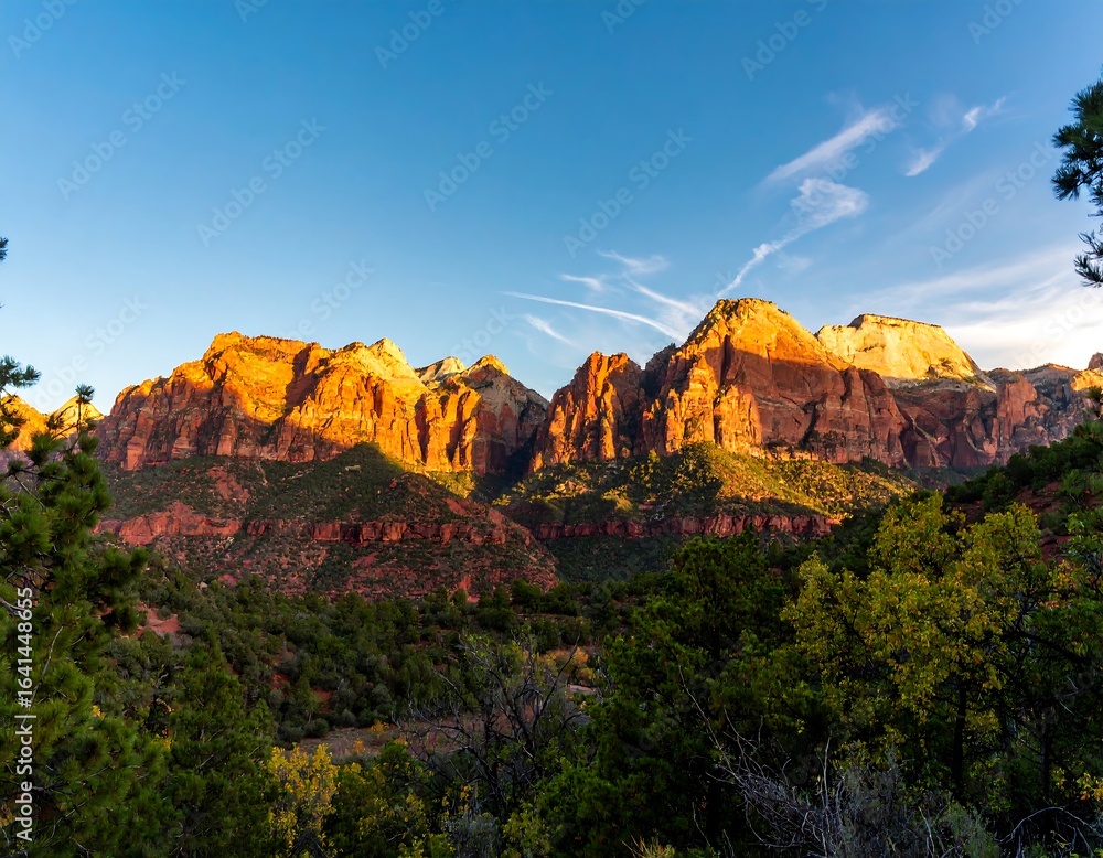 Obraz premium Sunset over red rock mountains