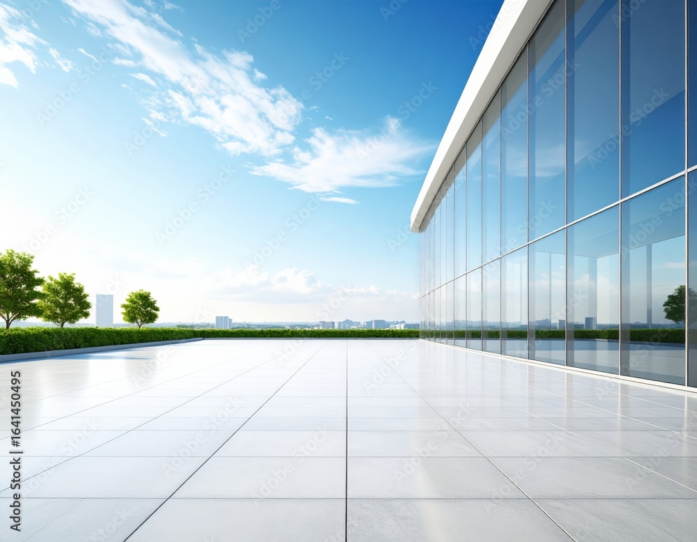Fototapeta premium Modern office building exterior plaza