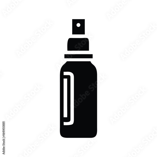 Compact Black Spray Bottle With A Simple Design, Featuring A Cylindrical Body, Rectangular Handle, And A Circular Nozzle Ideal For Sanitizers, Cleaners, Or Personal Care Products