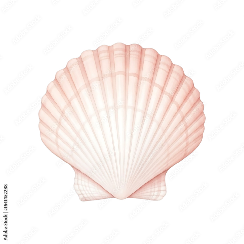 Fototapeta premium Pale Pink Scallop Shell Isolated on Black seashell