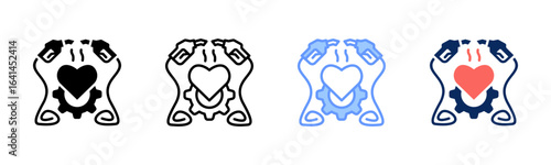 Heart-Powered Drive icon set multiple style collection