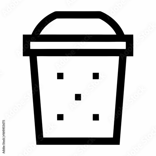 Black Line Compost Bin with Lid Vector